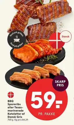 SPAR BBQ Spareribs eller Texasmarinerede Koteletter af Dansk Gris tilbud