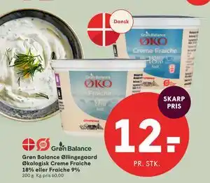 SPAR Grøn Balance Øllingegaard Økologisk Creme Fraiche 18% eller Fraiche 9% tilbud