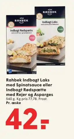 SPAR Rahbek Indbagt Laks med Spinatsauce eller Indbagt Rødspætte med Rejer og Asparges tilbud