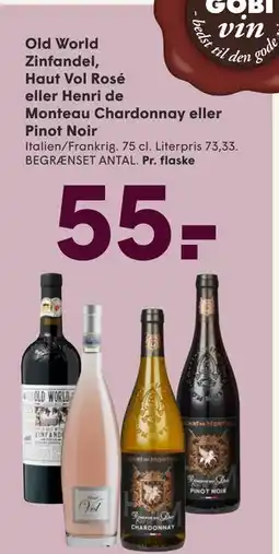 SPAR Old World Zinfandel, Haut Vol Rosé eller Henri de Monteau Chardonnay eller Pinot Noir tilbud