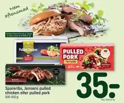 REMA 1000 Spareribs, Jensens pulled chicken eller pulled pork tilbud