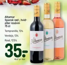 REMA 1000 Altamar Spansk rød-, hvid- eller rosévin 75 cl tilbud