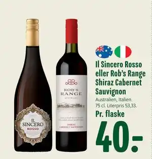 Min Købmand Il Sincero Rosso eller Rob’s Range Shiraz Cabernet Sauvignon tilbud