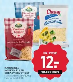 MENY KAROLINES KØKKEN ELLER CHEASY REVET OST tilbud