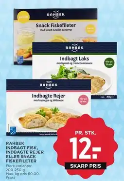 MENY RAHBEK INDBAGT FISK, INDBAGTE REJER ELLER SNACK FISKEFILETER tilbud