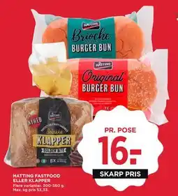 MENY HATTING FASTFOOD ELLER KLAPPER tilbud