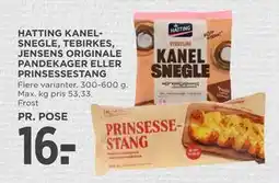MENY HATTING KANELSNEGLE, TEBIRKES, JENSENS ORIGINALE PANDEKAGER ELLER PRINSESSESTANG tilbud