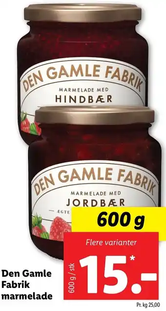 Lidl Den Gamle Fabrik Marmelade 600g tilbud