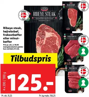 Lidl Ribeye Steak, Højrebsbøf, Frokostbøffer Eller Minut-Bøffer tilbud