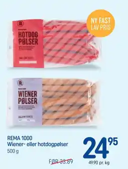 REMA 1000 REMA 1000 Wiener- eller hotdogpølser tilbud