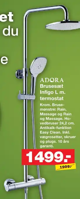 Bauhaus ADORA Brusesæt Infigo L m. termostat tilbud