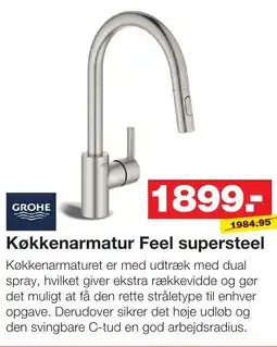 Bauhaus Køkkenarmatur Feel supersteel tilbud