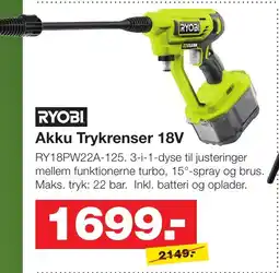 Bauhaus RYOBI Akku Trykrenser 18V tilbud