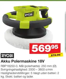 Bauhaus RYOBI Akku Polermaskine 18V tilbud