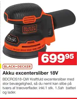 Bauhaus BLACK+DECKER Akku excentersliber 18V tilbud