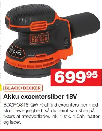 Bauhaus BLACK+DECKER Akku excentersliber 18V tilbud