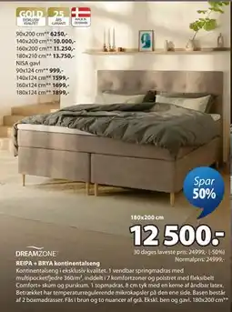 JYSK REIPA + BRYA kontinentalseng tilbud