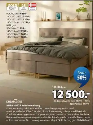 JYSK REIPA + BRYA kontinentalseng tilbud