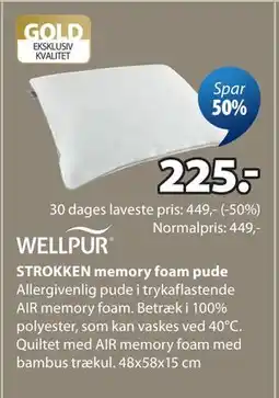 JYSK STROKKEN memory foam pude tilbud