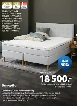 JYSK DUNLOPILLO ENA kontinentalseng tilbud