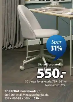 JYSK KOKKEDAL skrivebordsstol tilbud