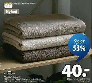 JYSK VILSHULT håndklæde tilbud