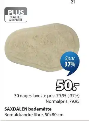 JYSK SAXDALEN bademåtte tilbud