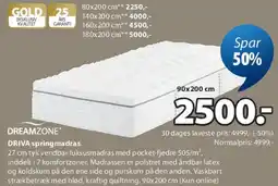 JYSK DREAMZONE DRIVA springmadras tilbud