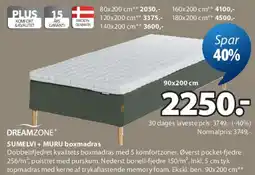 JYSK DREAMZONE SUMELV + MURU boxmadras tilbud