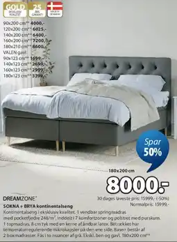 JYSK DREAMZONE SOKNA + BRYA kontinentalseng tilbud