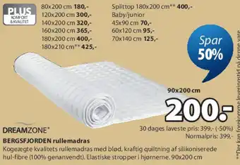 JYSK DREAMZONE Bergsfjorden rullemadras tilbud