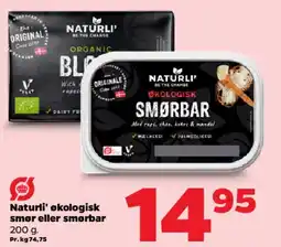 Netto Naturli' økologisk smør/smørbar tilbud