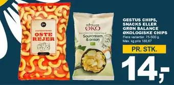 Let-Køb Gestus chips, snacks eller Grøn Balance økologiske chips tilbud