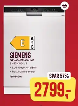 Skousen SIEMENS OPVASKEMASKINE tilbud