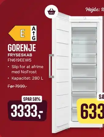 Skousen GORENJE FRYSESKAB tilbud