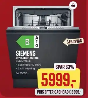 Skousen SIEMENS OPVASKEMASKINE SN65ZX16CE tilbud