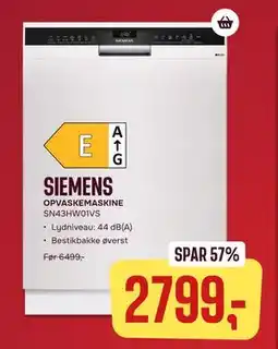 Skousen SIEMENS OPVASKEMASKINE SN43HW01VS tilbud