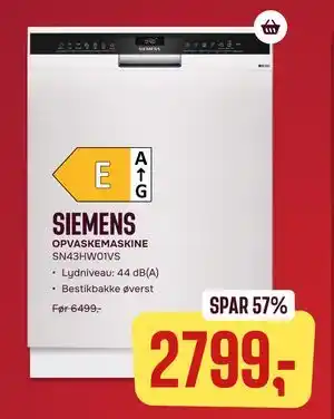 Skousen SIEMENS OPVASKEMASKINE SN43HW01VS tilbud