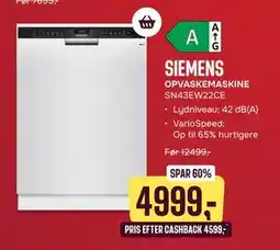 Skousen SIEMENS OPVASKEMASKINE SN43EW22CE tilbud