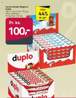 Fleggaard Ferrero Kinder Riegel el. Duplo tilbud