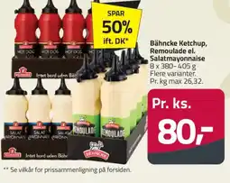 Fleggaard Bähncke Ketchup, Remoulade el. Salatmayonnaise tilbud