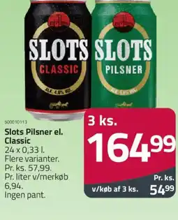 Fleggaard Slots Pilsner el. Classic tilbud
