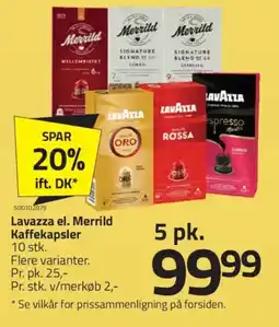 Fleggaard Lavazza el. Merrild Kaffekapsler tilbud