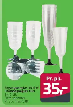 Fleggaard Engangsvinglas el. Champagneglas tilbud