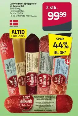 Fleggaard Carl Vollstedt Spegepølser el. Guldsardel tilbud