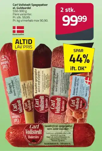 Fleggaard Carl Vollstedt Spegepølser el. Guldsardel tilbud