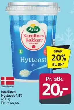Fleggaard Arla Karolines Hytteost 4,5% tilbud