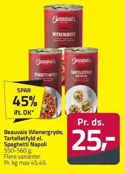Fleggaard Beauvais Wienergryde, Tartelletfyld el. Spaghetti Napoli tilbud