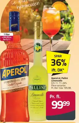 Fleggaard Aperol el. Pallini Limoncello tilbud