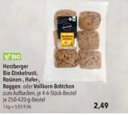 Citti Herzberger Bio Dinkelrusti, Rosinen-, Hafer-, Roggen- oder Vollkorn-Brötchen tilbud